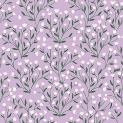 Wild grass seamless patterns with small flowers, mystica endlessl vector repeating background with wildflowers. Floral digital paper