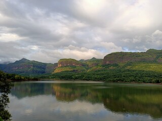 lake and mountains