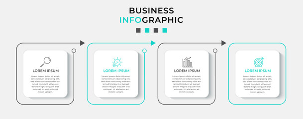 Vector Infographic design business template with icons and 4 options or steps. Can be used for process diagram, presentations, workflow layout, banner, flow chart, info graph