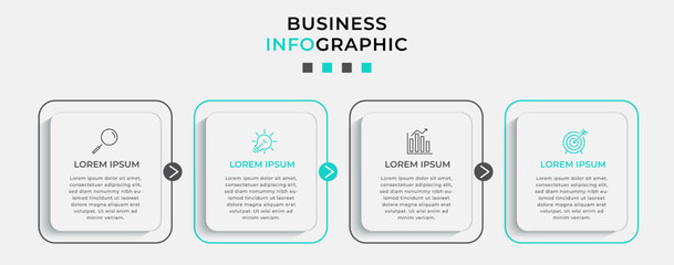 Vector Infographic design business template with icons and 4 options or steps. Can be used for process diagram, presentations, workflow layout, banner, flow chart, info graph