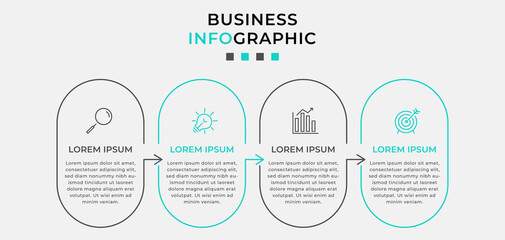 Vector Infographic design business template with icons and 4 options or steps. Can be used for process diagram, presentations, workflow layout, banner, flow chart, info graph