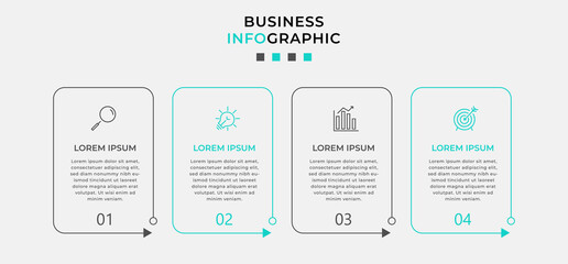 Naklejka na ściany i meble Vector Infographic design business template with icons and 4 options or steps. Can be used for process diagram, presentations, workflow layout, banner, flow chart, info graph
