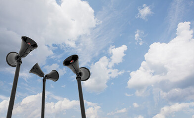 Low Angle View Of Megaphones Against Sky