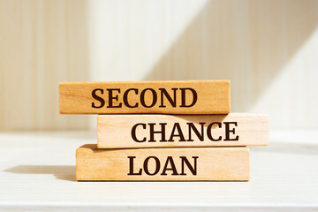 Wooden blocks with words 'Second Chance Loan'.