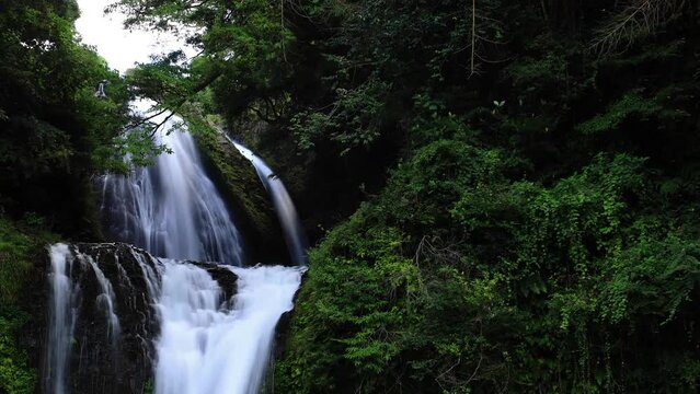 夏の慈恩の滝　タイムラプス　大分県玖珠郡　Jion Falls in summer. Time lapse. Ooita-ken Kusu-gun.