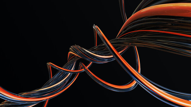 Abstract of wavy lines background, minimal dynamic shape, 3d rendering.