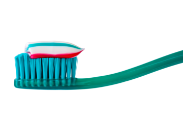 Blue single toothbrush with paste
