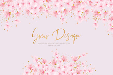 Fototapeta na wymiar beautiful cherry blossom border and frame design