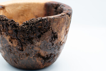 Handmade wood turned bowl llive edge oak burr or burl