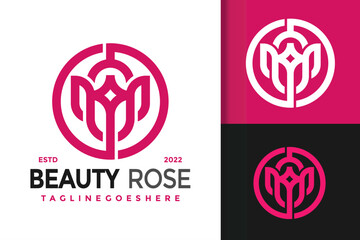 Beauty Rose Bloom Logo Design, brand identity logos vector, modern logo, Logo Designs Vector Illustration Template