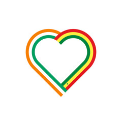 friendship concept. heart ribbon icon of ivory coast and senegal flags. vector illustration isolated on white background