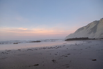 pink sunset in Zumaia beach