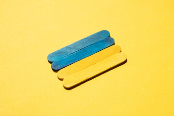 Ukraine flag on a yellow background