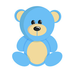 baby toy soft teddy bear blue color vector illustration
