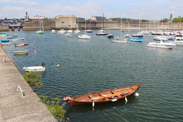 port and rampart in concarneau in brittany (france)