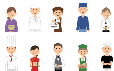 飲食店で働く人々