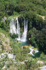 Beautiful view of waterfall on Krka river, National park Krka, Croatia