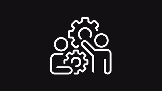 Create engaged workforce animated RGB color, linear, gradient icons set for dark theme. Business process. Motion graphic animation for night mode. 4k video with alpha channel on transparent background