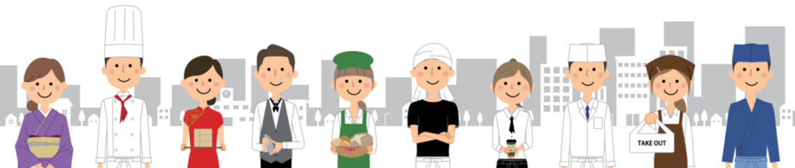 飲食店で働く人々