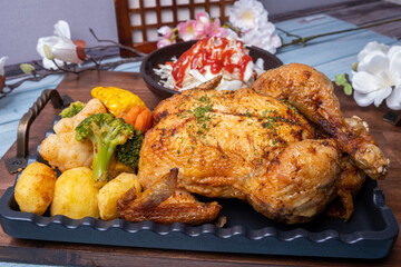 Roast Chicken and Grilled Vegetables