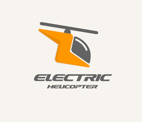 Electric helicopter vector icon, electric air transport, modern flat logo concept, cartoon graphic style