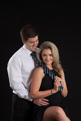 Romantic couple together with a smile