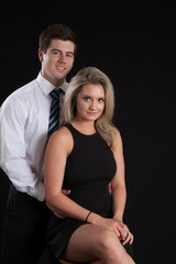 Romantic couple together with a smile