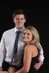 Romantic couple together with a smile