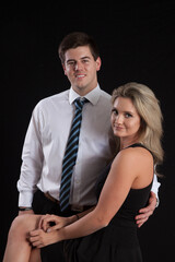 Romantic couple together with a smile