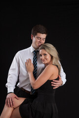 Romantic couple together with a smile