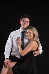 Romantic couple together with a smile