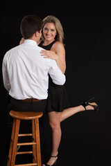 Romantic couple together with a smile