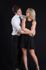 Romantic couple together with a smile