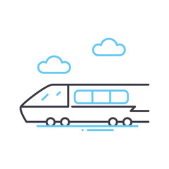 rail transport line icon, outline symbol, vector illustration, concept sign