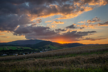 Summer sunny beautiful evening near Oravska Polhora village in Slovakia