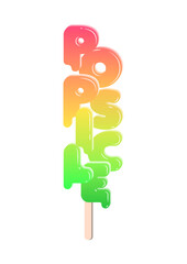 Fruit popsicle stick made of letters. Typography design vector illustrataion.