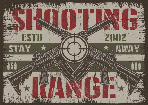 Shooting range poster vintage colorful