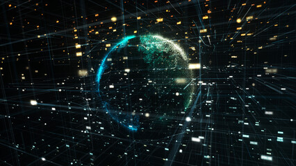Global network connection covering the earth with lines of innovative concept. Concept of 5G wireless digital connection and future in the internet of things. Elements of this image furnished by NASA