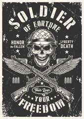 Soldier fortune poster monochrome vintage