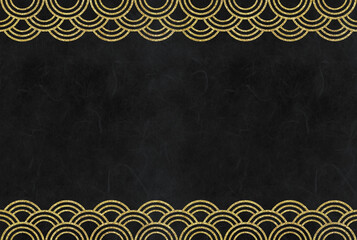 背景素材　三重の青海波　ゴールド　黒