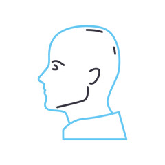 human head profile line icon, outline symbol, vector illustration, concept sign
