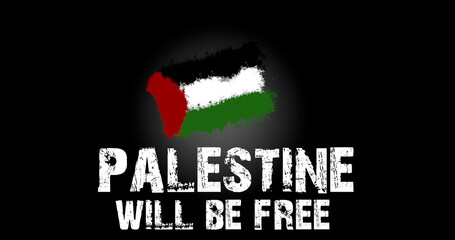 palestine will be free text and wallpaper with palestine national flag