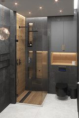Master bathroom design ideas, 3D render