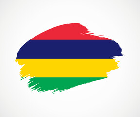 Obraz premium Abstract creative painted grunge brush flag of Mauritius country with background