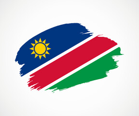 Abstract creative painted grunge brush flag of Namibia country with background
