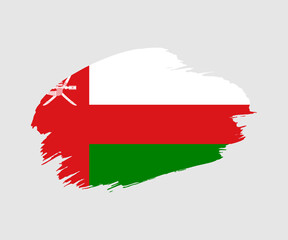 Abstract creative painted grunge brush flag of Oman country with background