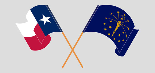 Crossed and waving flags of the State of Texas and the State of Indiana