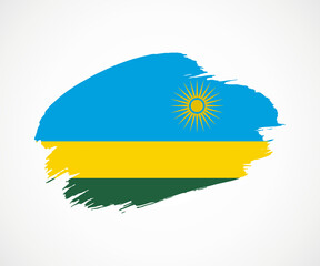 Abstract creative painted grunge brush flag of Rwanda country with background