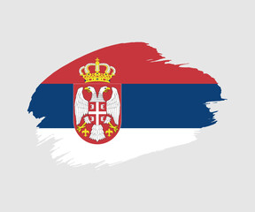 Fototapeta premium Abstract creative painted grunge brush flag of Serbia country with background