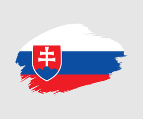 Abstract creative painted grunge brush flag of Slovakia country with background